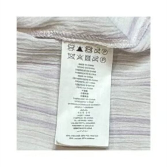 Michael Kors MSRP $80 XL White Purple Blouse Striped Short Sleeve Boho Top XL - Picture 5 of 9